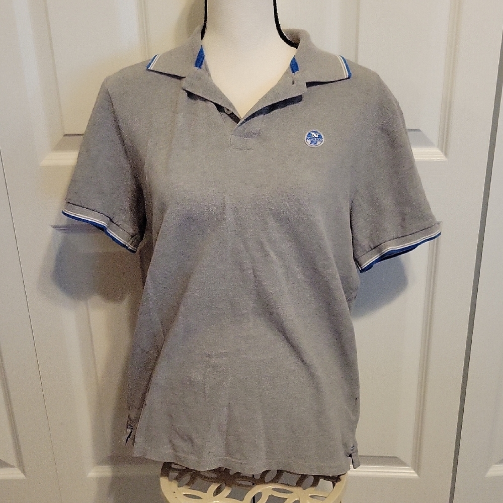 North Sails Gray Polo with Blue Logo Small